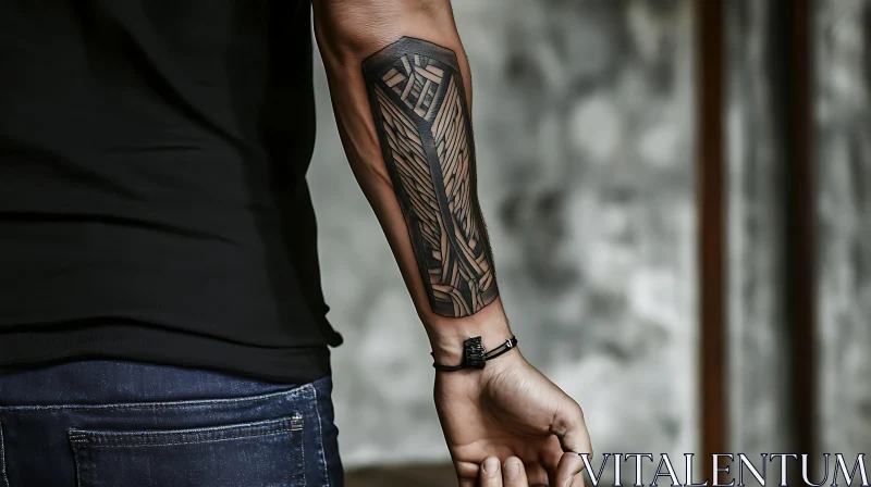 Intricate Forearm Tattoo Geometry AI Image