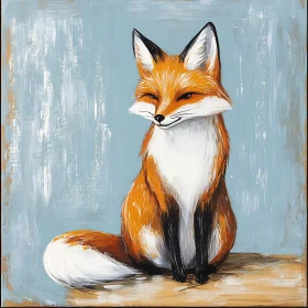Whimsical Fox on Blue Canvas