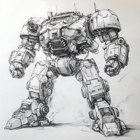 Detailed Mech Robot Illustration