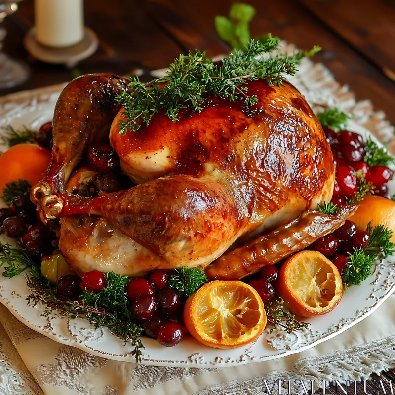 Holiday Turkey Feast Presentation AI Image