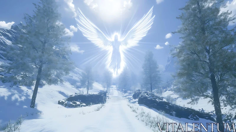 Winter Angel in Snowy Mountains AI Image