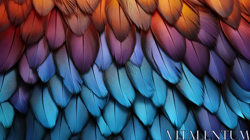 Intricate and Colorful Bird Feather Close-Up AI Image