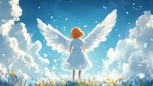 Child with Wings in a Field
