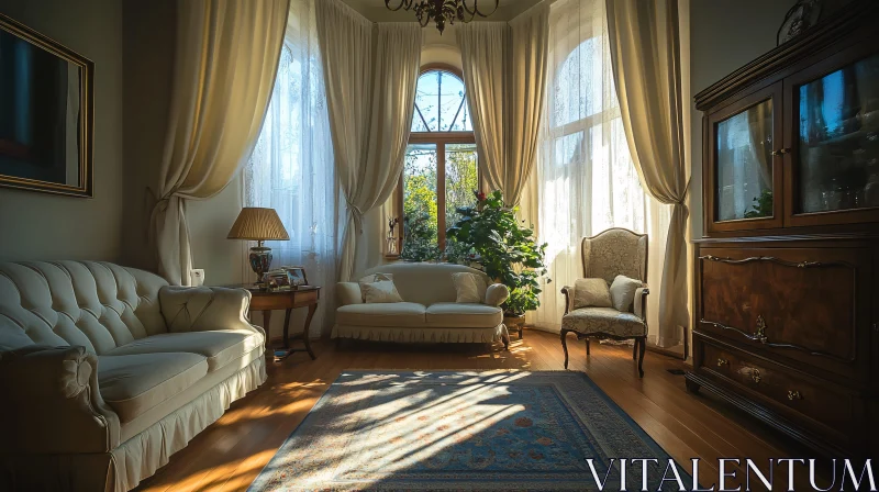 Elegant Living Room with Sunlight AI Image