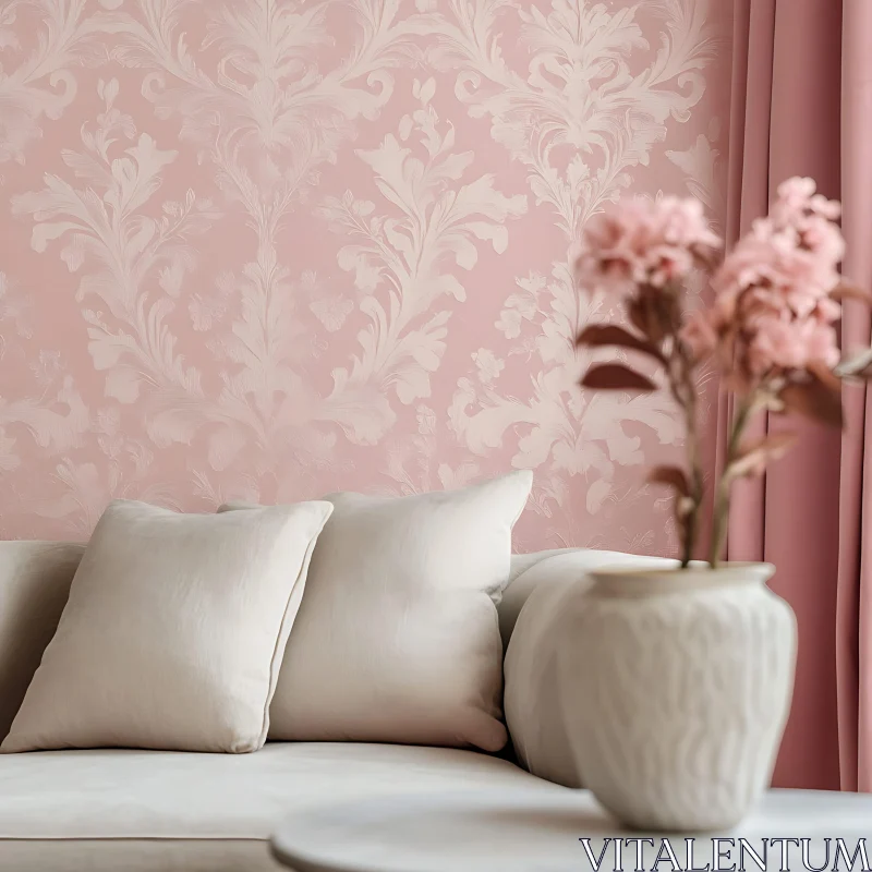 Pink Floral Interior Design AI Image