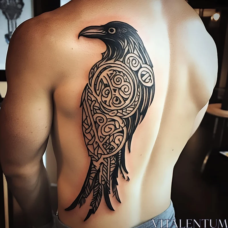 Detailed Celtic Raven Tattoo Design AI Image