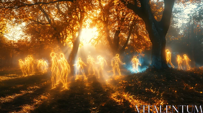 AI ART Mystical Forest Spirits in Golden Sunlight