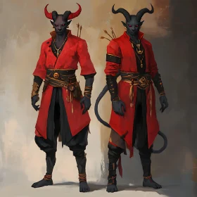 Horned Demons in Crimson Attire