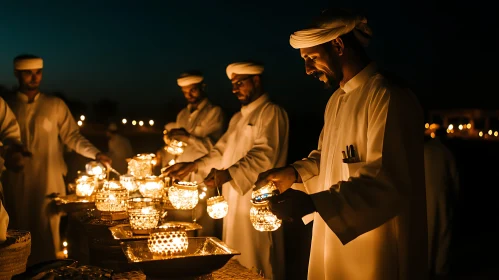 Men with Lanterns at Night