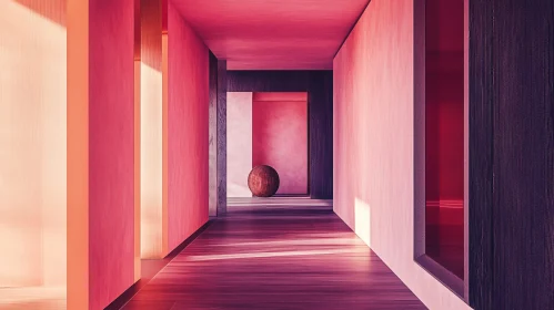 Minimalist Pink Hallway with Sphere Object