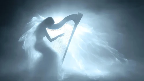 Woman with Harp in the Clouds