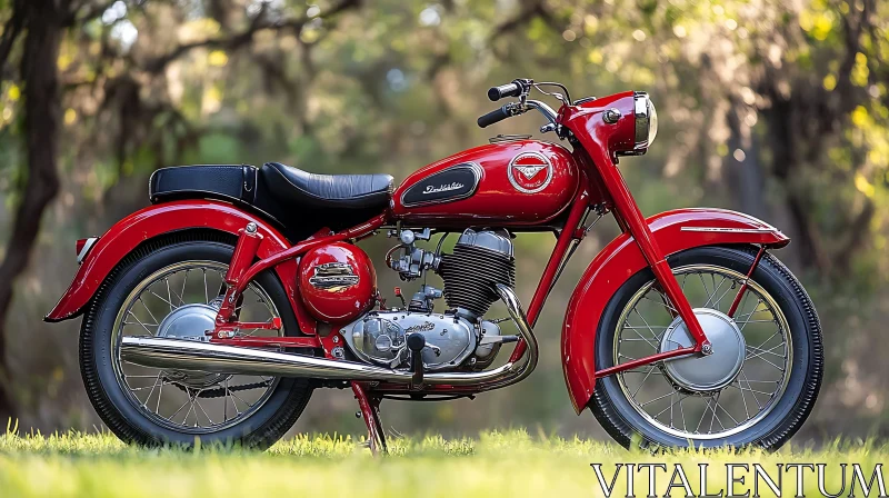 AI ART Classic Red Motorcycle