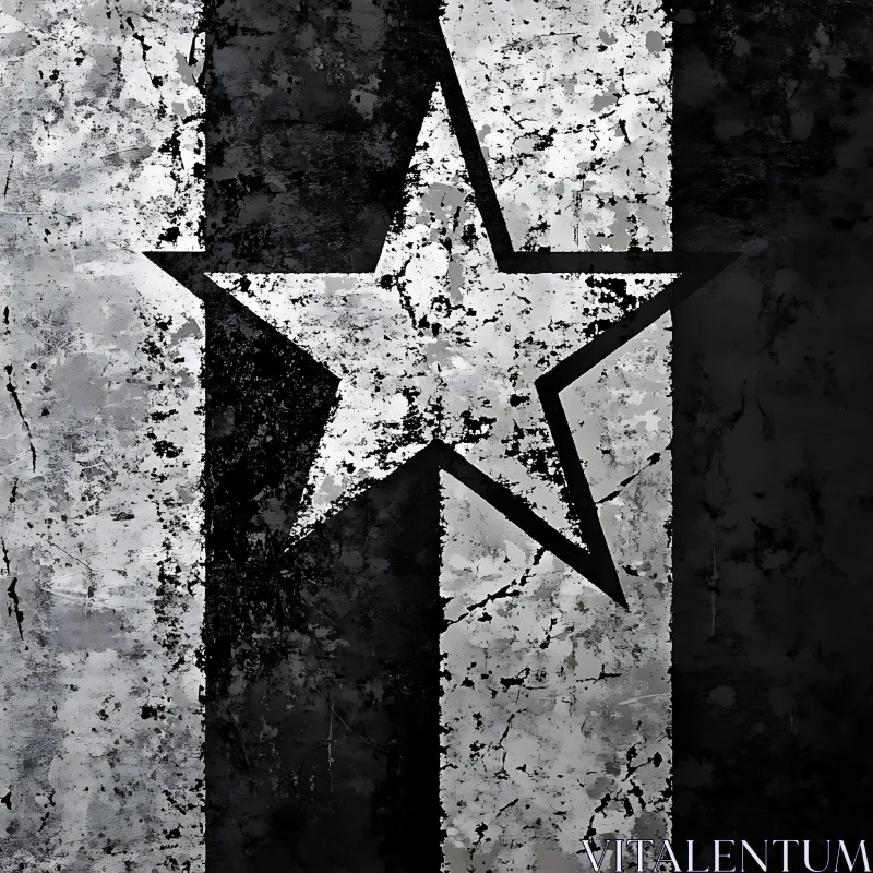 AI ART Grunge Star Art with Monochrome Texture