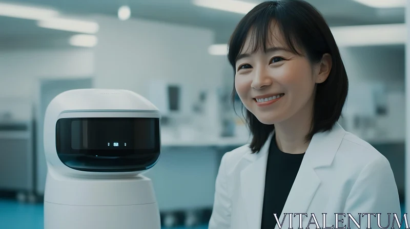 Friendly Robot Companion with Scientist AI Image