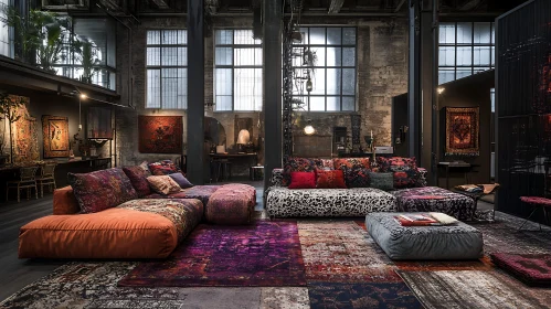 Stylish Industrial Living Room Interior