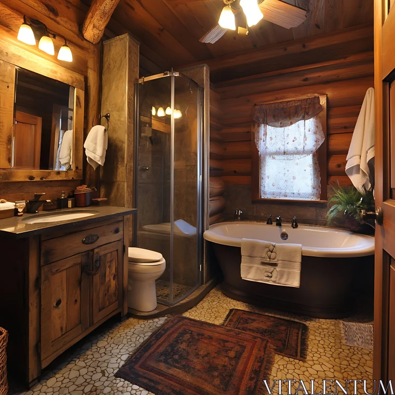 AI ART Cozy Wooden Bathroom