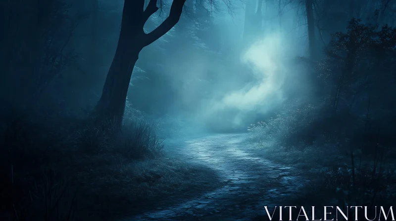 Ethereal Fog in the Dark Woods AI Image