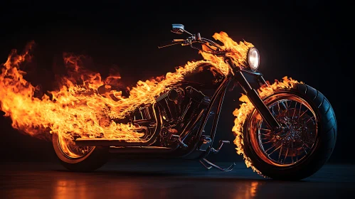 Motorcycle on Fire: A Fiery Spectacle