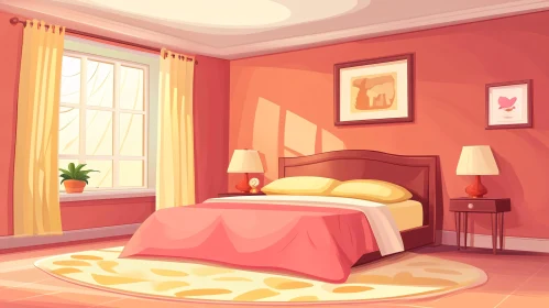 Comfortable Bedroom Scene with Gentle Lighting