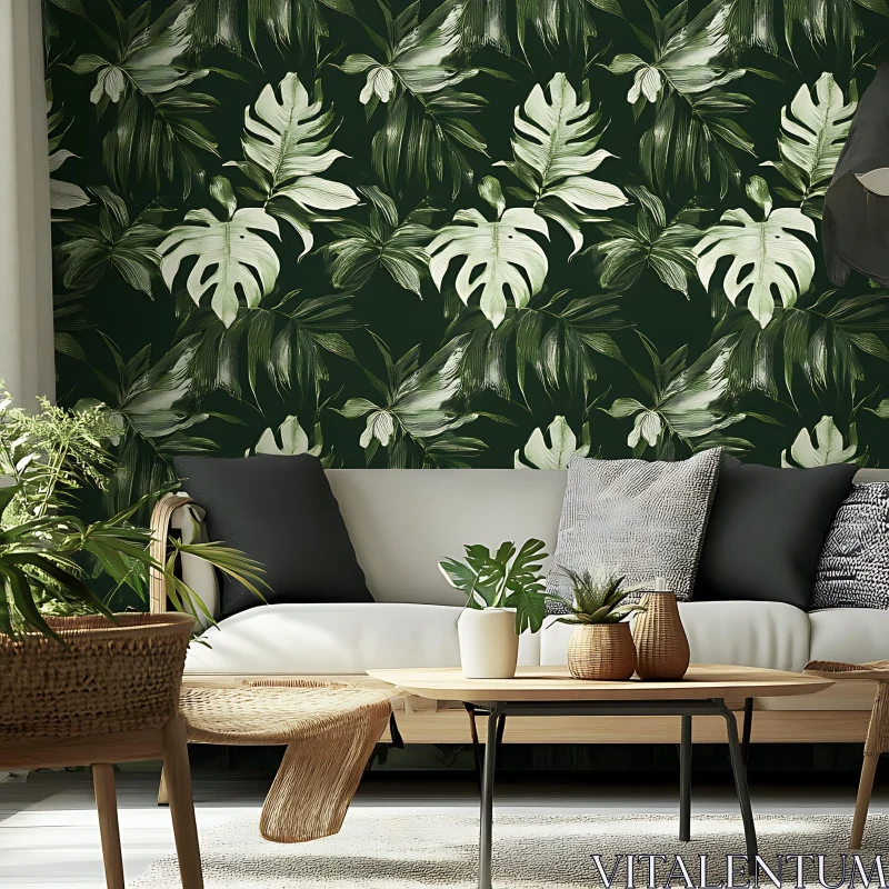 Tropical Leaf Interior Design AI Image