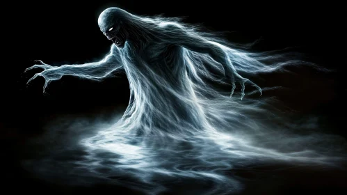 Spectral Horror: Ghostly Figure from the Dark