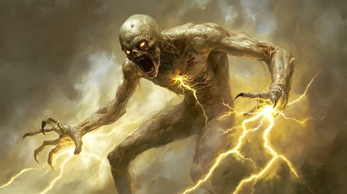 Frightening Lightning Monster Illustration