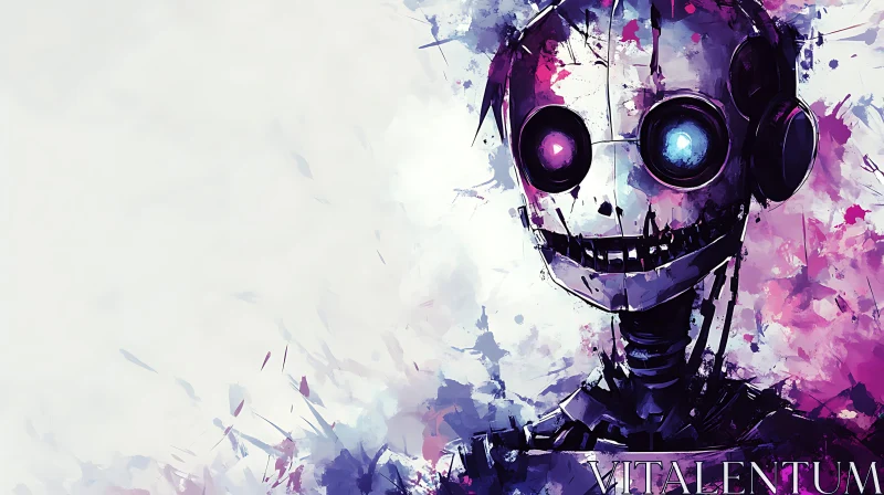 Whimsical Robot in Violet and Blue AI Image