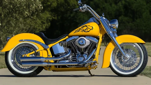 Vivid Yellow Motorcycle with Chrome Details