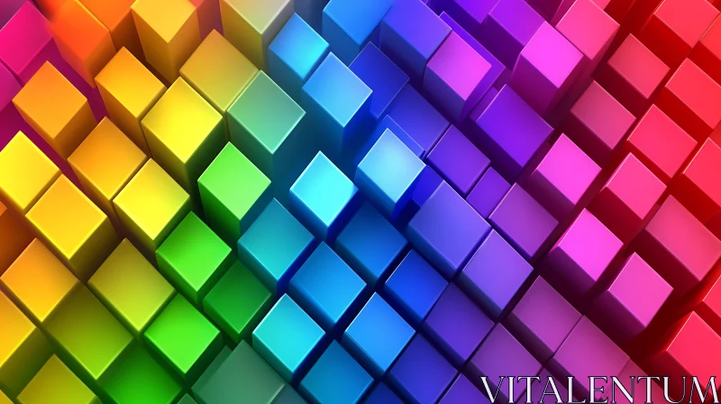 Rainbow Gradient Cubes Composition AI Image