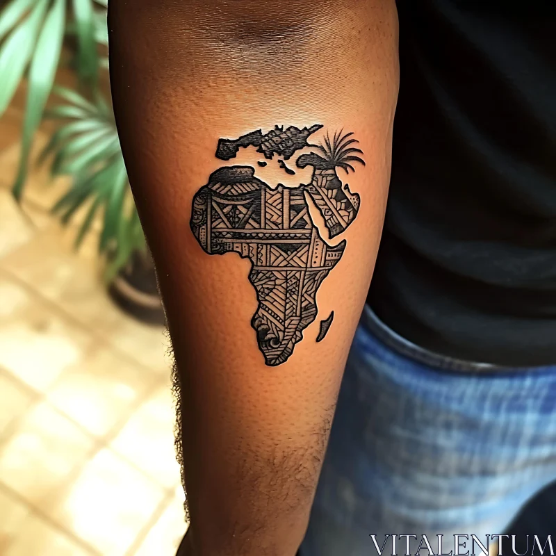 African Tribal Tattoo Design on Arm AI Image