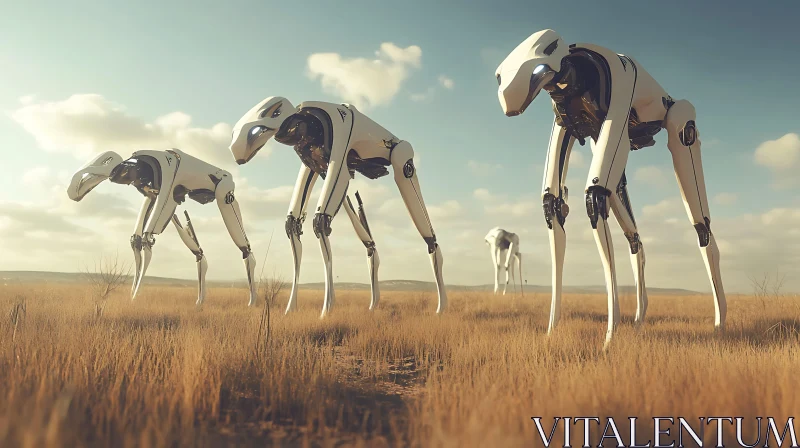 AI ART Mechanical Animals in Golden Field