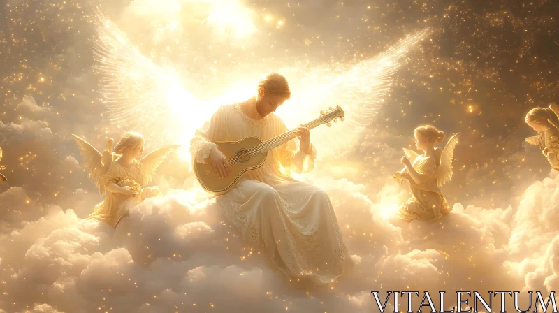 Serenade of Angels in Golden Light AI Image