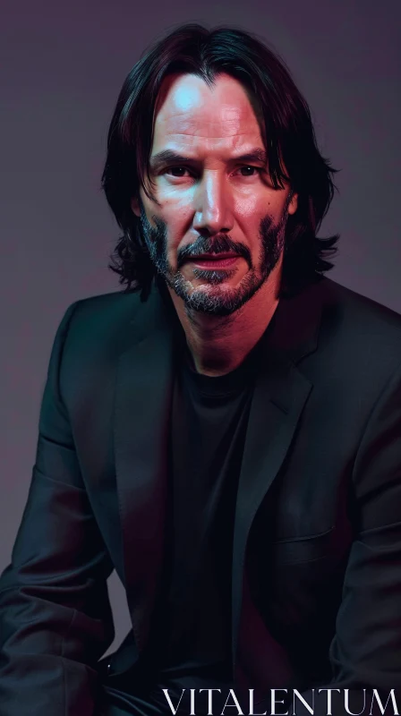 AI ART Keanu Reeves in a Dark Suit