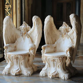 Ornate Angel Chairs: Sculptural Art Pieces