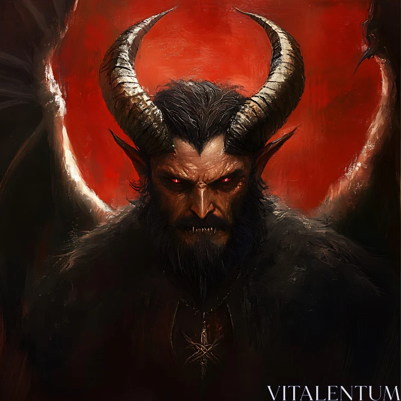 AI ART Horned Demon Portrait with Red Eyes