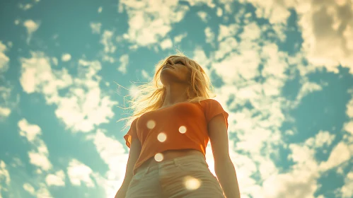 Blonde Woman Under Cloudy Sky