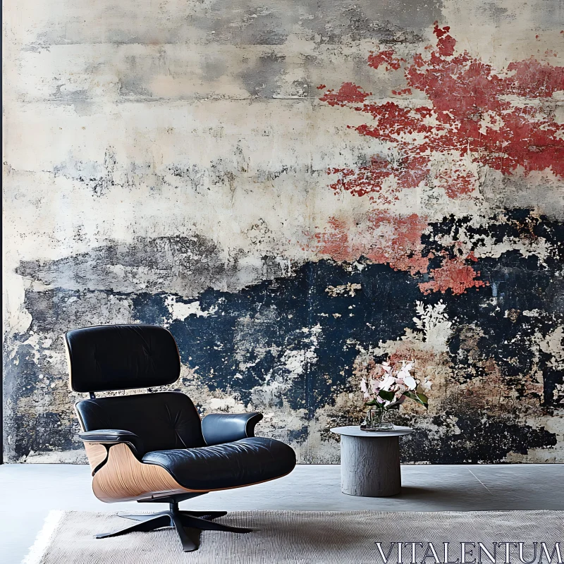 AI ART Modern Interior with Black Chair