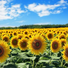 Field of Sunflowers on a Sunny Day