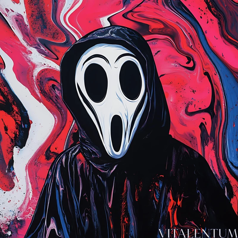 AI ART Hooded Figure with Mask Painting