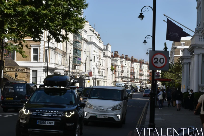 Historic London Street with Traffic Free Stock Photo