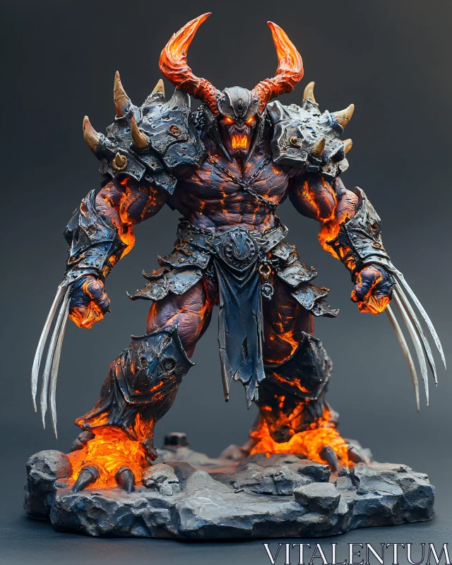 AI ART Fiery Demon Warrior