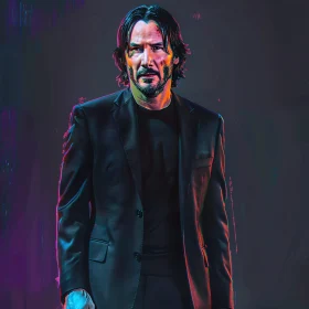 Keanu Reeves in Neon Glow