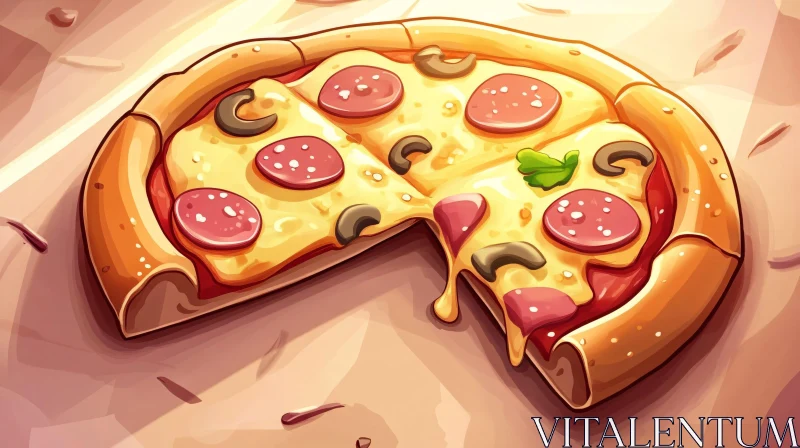 Mouthwatering Pizza Slice with Toppings AI Image