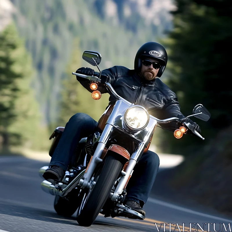 Biker on Motorcycle AI Image