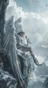 Winged Angel Contemplation Artwork