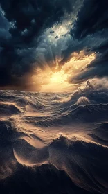 Stormy Ocean at Sunset