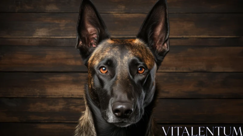 Captivating Dog Portrait on Rustic Wood Background AI Image