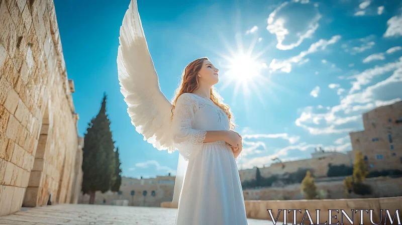 AI ART Woman with Angel Wings under the Sun