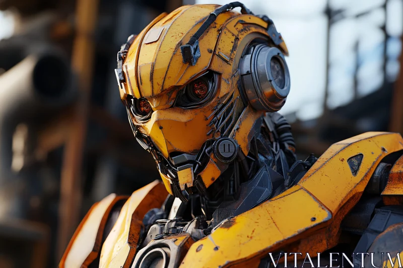 Intricate Robot Design in Yellow AI Image