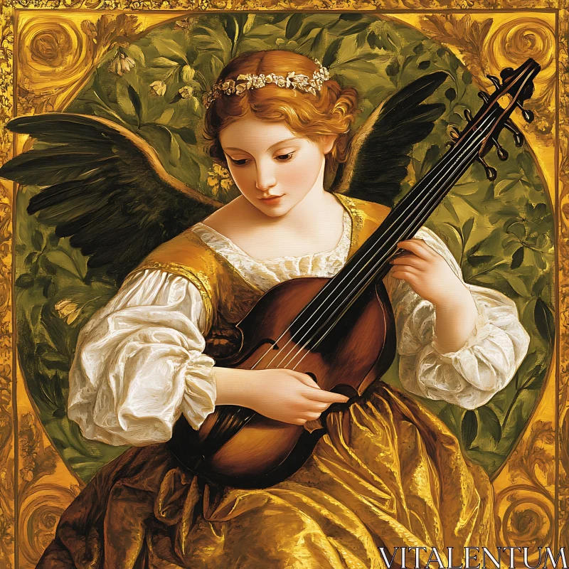 AI ART Classical Angel with Stringed Instrument